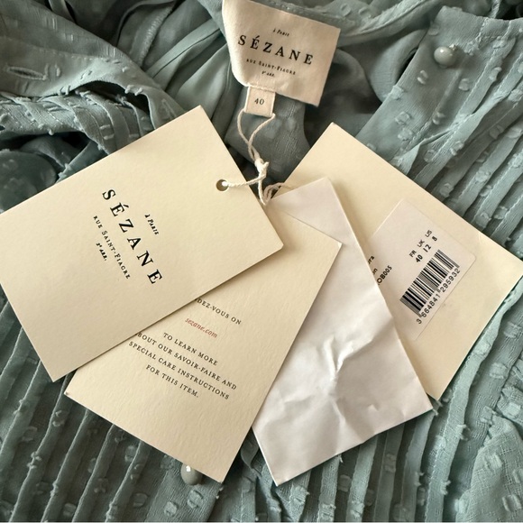NWT Sezane Light Blue Ruffle Dress size 40 - Picture 8 of 11
